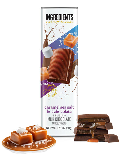 Ingredients - Chef's Special Caramel Sea Salt Milk Hot Chocolate Bar 1.5oz