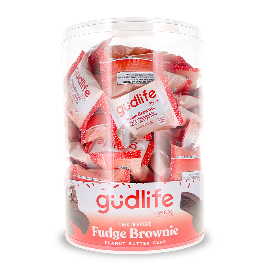 gudlife - Dark Chocolate Fudge Brownie Peanut Butter Cups 80pc Tub