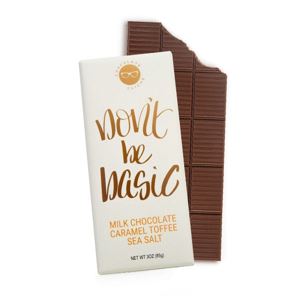 Cliche - Don't Be Basic Milk Chocolate Caramel Toffee Pretzel Sea Salt Flavored Bar 2.75oz