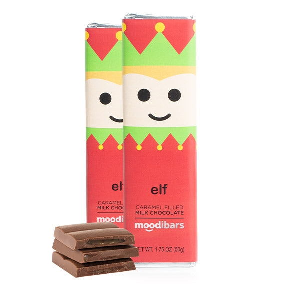 Seasonal Moodibars - elf - Caramel Filled Milk Chocolate Bar 1.75oz