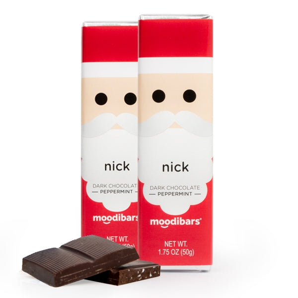 Seasonal Moodibars - nick - Dark Peppermint Chocolate Bar 1.5oz