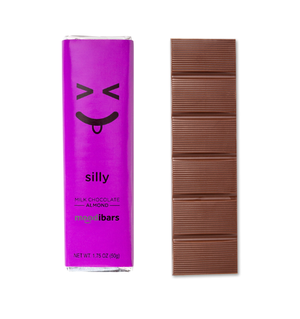 Moodibars - silly - Milk Chocolate Crunchy Almond Bar 1.5oz