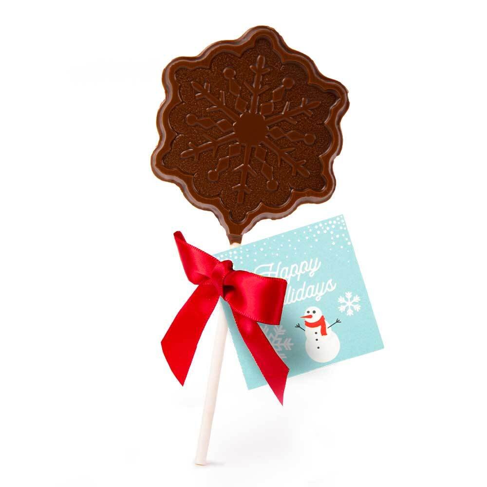 Holiday - Milk Chocolate Snowflake Lollipop w/ Twist Bow and Hangtag