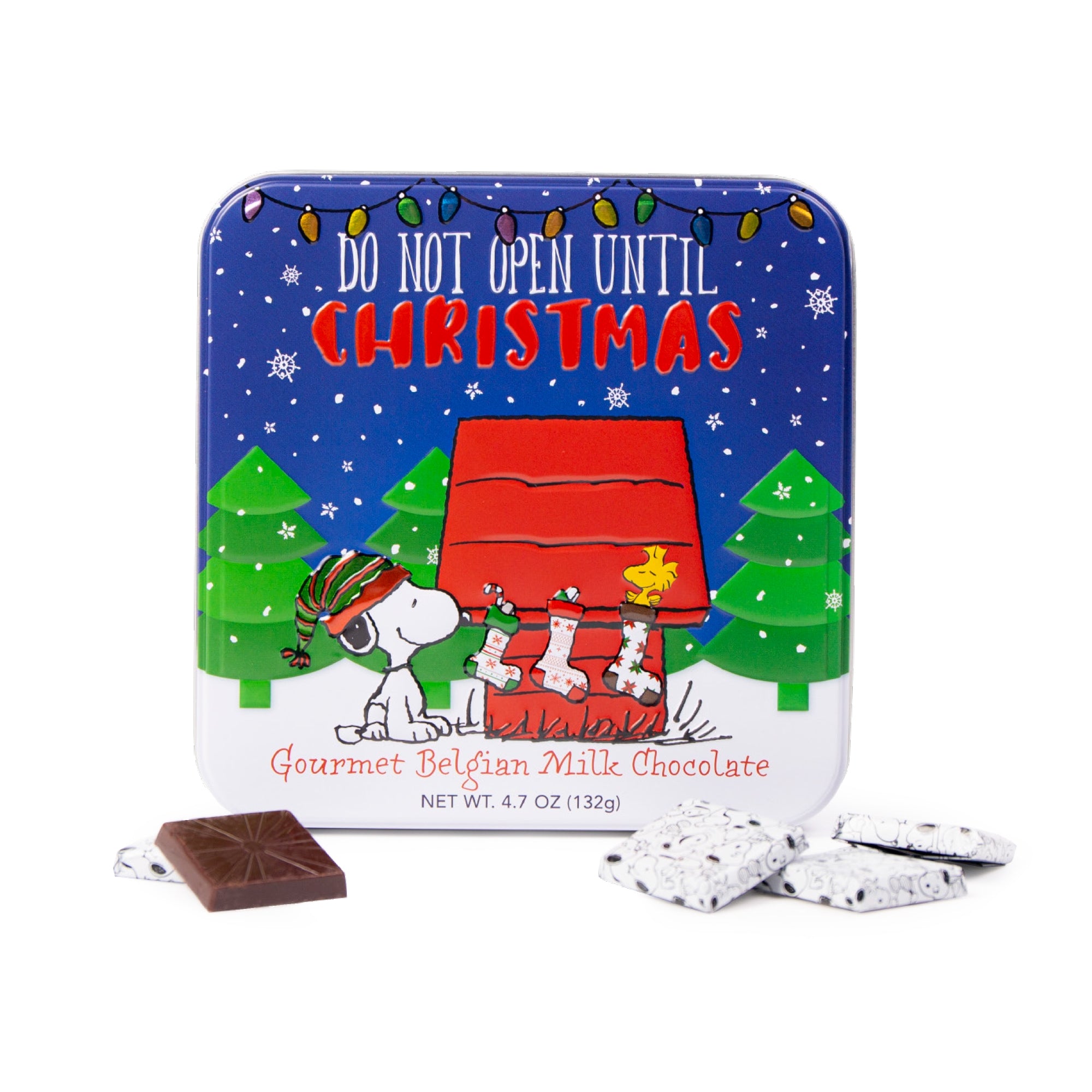 Peanuts® Holiday - Christmas Square Tin with Foiled Petite Squares 24pc