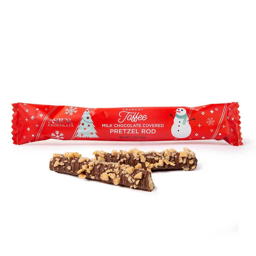 Holiday - Milk Chocolate Toffee Pretzel Rod 1pc