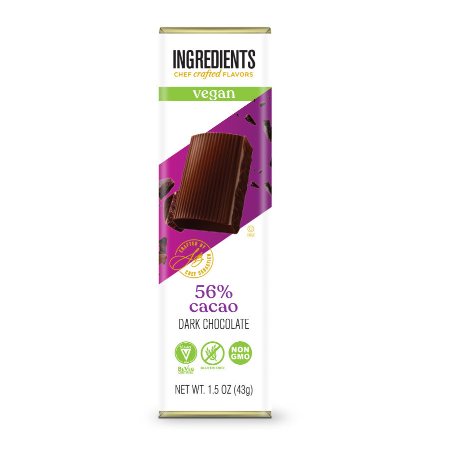 Ingredients - 56% Vegan/Gluten-Free Dark Chocolate Bar 1.5oz