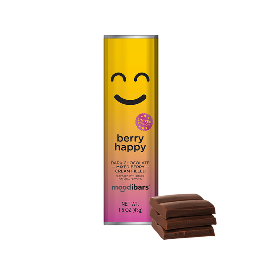 Limited Edition Moodibars - berry happy - Dark Chocolate Mixed Berry Filled Bar 1.5oz
