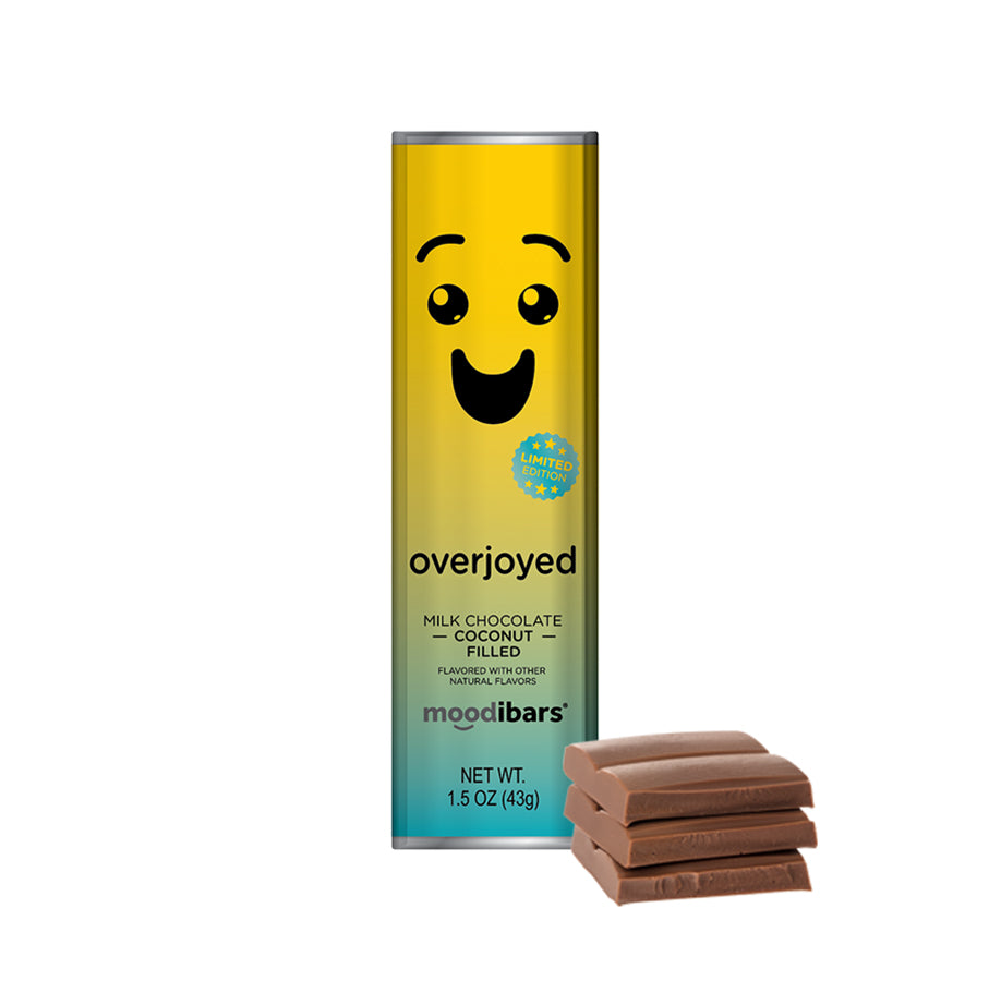 Limited Edition Moodibars - overjoyed - Milk Chocolate Coconut Filled Bar 1.5oz