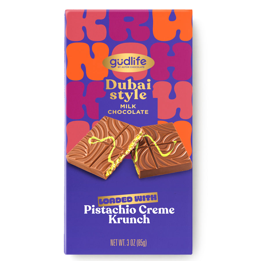 gudlife - Dubai Style Milk Chocolate Pistachio Creme Krunch Bar 3oz
