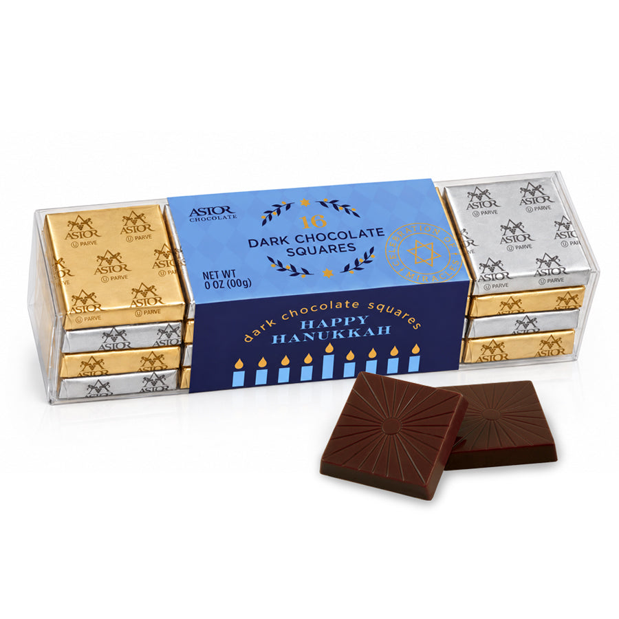 Hanukkah - Milk and Dark Chocolate Petite Squares in Acetate 16pc