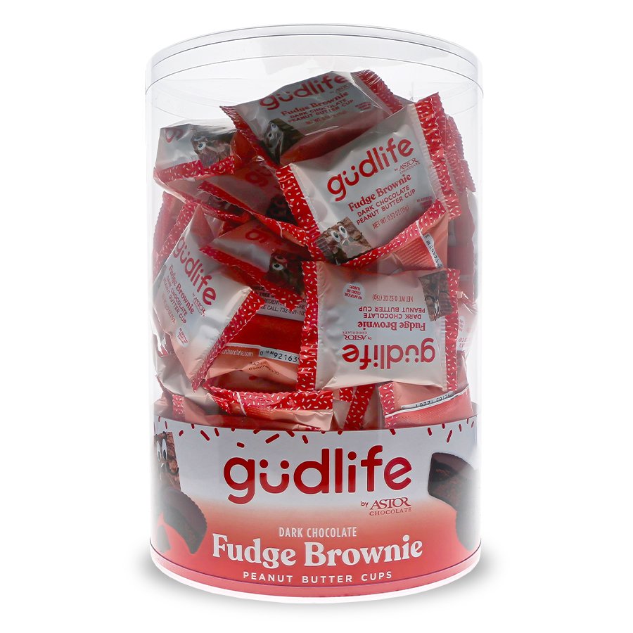 gudlife - Dark Chocolate Fudge Brownie Peanut Butter Cups 80pc Tub