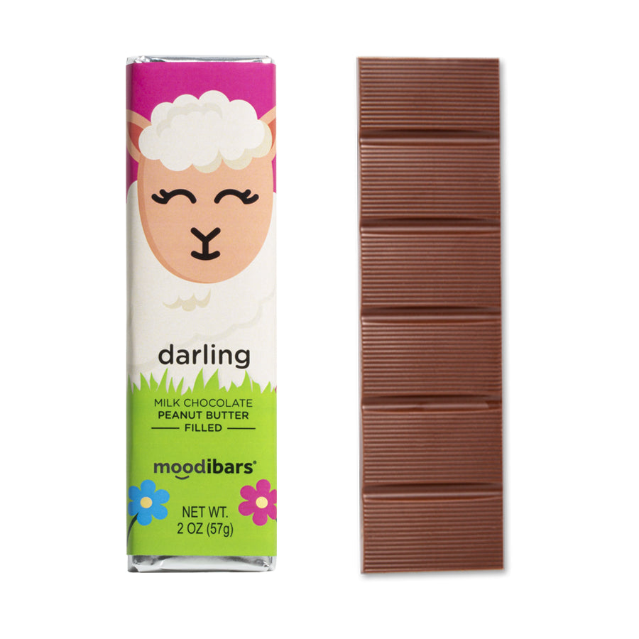 Seasonal Moodibars - darling - Milk Chocolate Peanut Butter Filled Bar 2oz