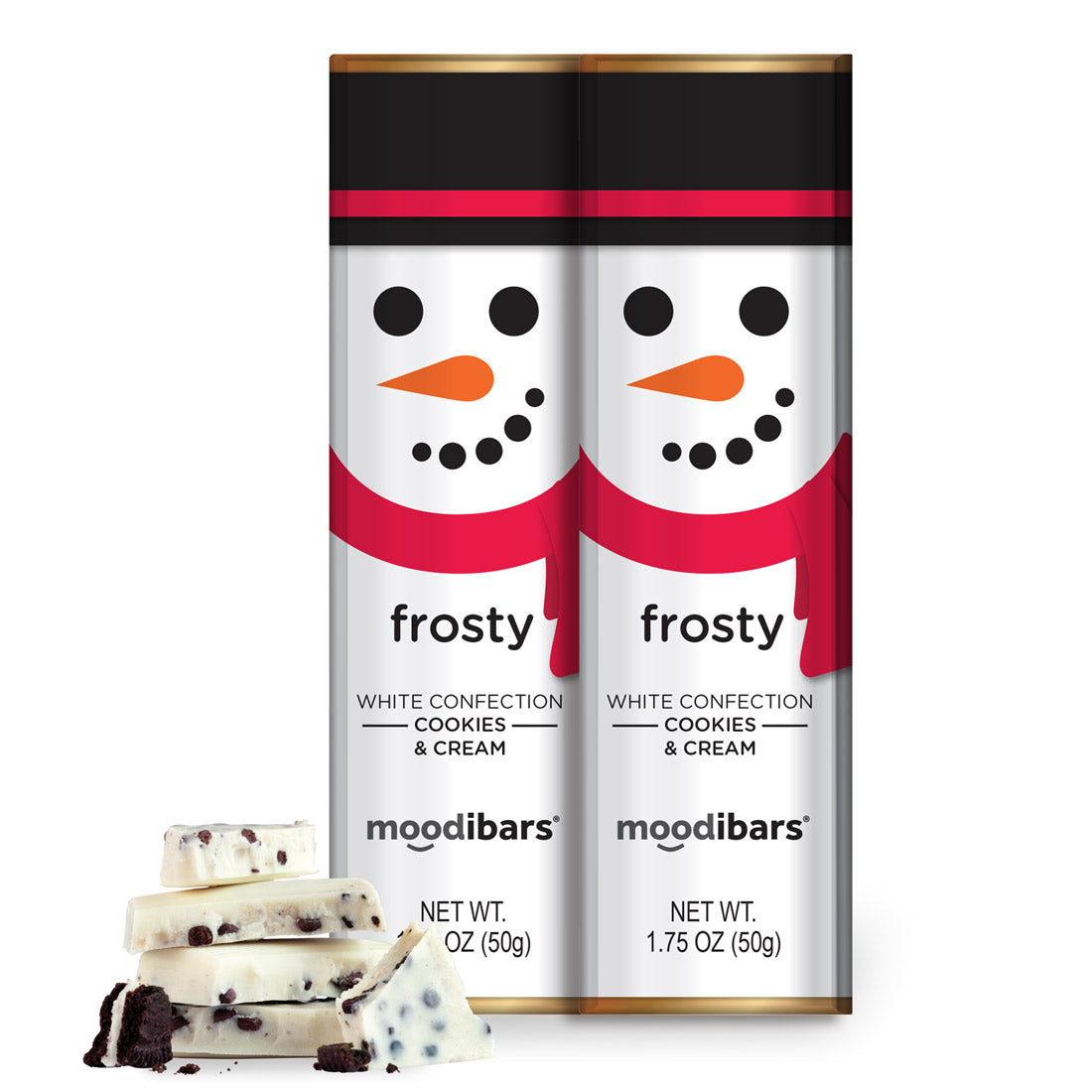 Seasonal Moodibars - frosty - White Chocolate Cookies & Cream Bar 1.75oz