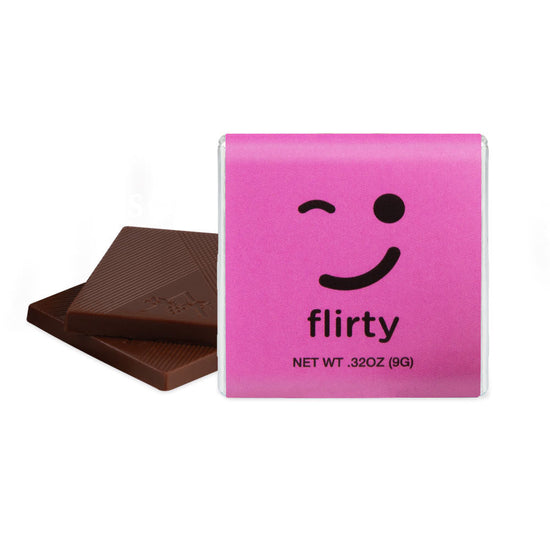 Moodibars - flirty - Strawberry Champagne Dark Deluxe Chocolate Squares 1.75 in.