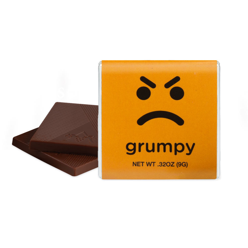 Moodibars - grumpy - Dark Deluxe Chocolate Squares 1.75 in.