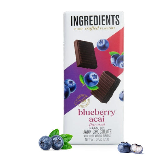 Ingredients - Blueberry Acai Dark Chocolate Bar 3oz