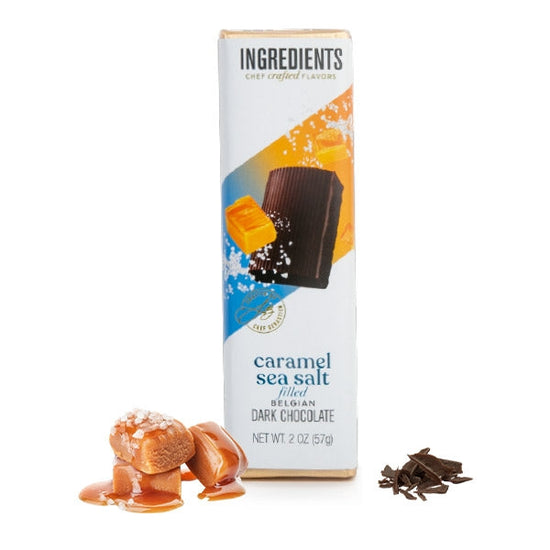 Ingredients - Dark Chocolate Sea Salt Caramel Filled Bar 1.75oz