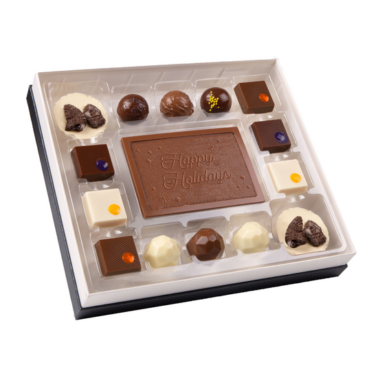 Holiday - Classic Elite Assorted Truffles 15pc and Happy Holidays Plaque