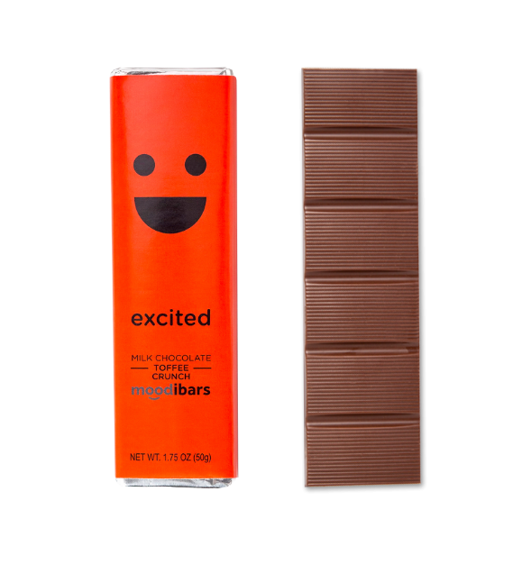 Moodibars - excited - Milk Chocolate Toffee Crunch Bar 1.75oz