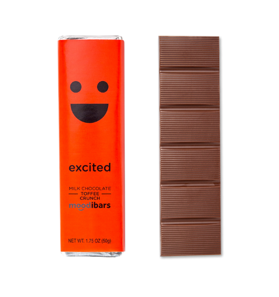 Moodibars - excited - Milk Chocolate Toffee Crunch Bar 1.75oz