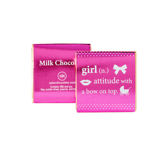 Baby Girl - Deluxe Milk Chocolate Squares 1.75 in.