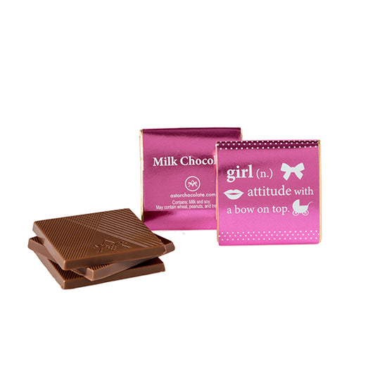 Baby Girl - Deluxe Milk Chocolate Squares 1.75 in.