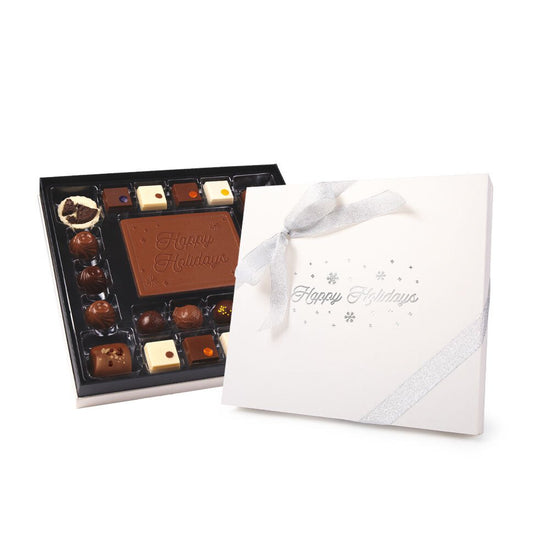 Holiday - Grand Elite Assorted Truffles & Truffle Cups 25pc and Happy Holidays Plaque