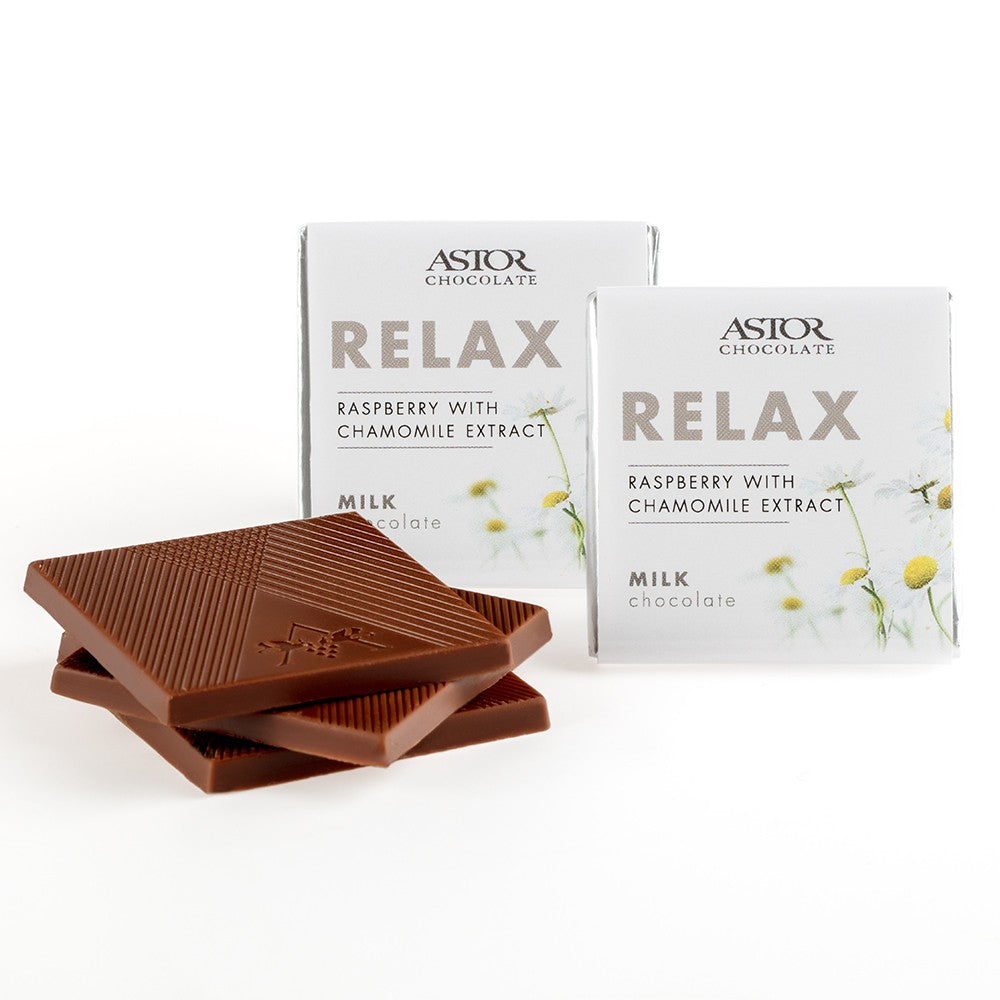 Herbal Collection - Relax - Raspberry Chamomile Milk Chocolate Deluxe Squares 1.75 in.