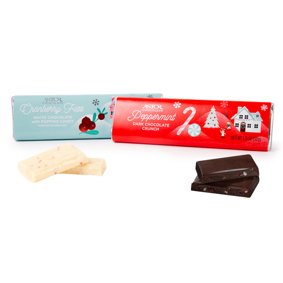Holiday - Mixed Case White Cranberry Fizz Bar 1.75oz and Dark Peppermint Crunch Bar 1.5oz