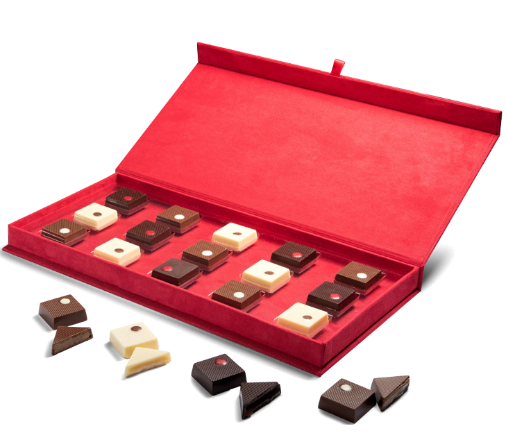 Holiday - Red Suede Truffle Box with 