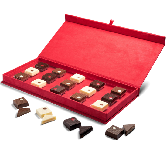 Holiday - Red Suede Truffle Box with "Happy Holidays" Hot Stamp 15pc