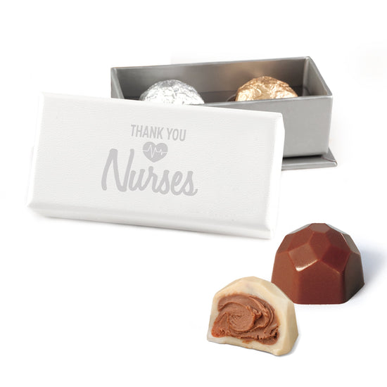 Thank You Nurses -  Deco Truffle Boxes with Foiled Hazelnut Truffles 2pc & 4pc