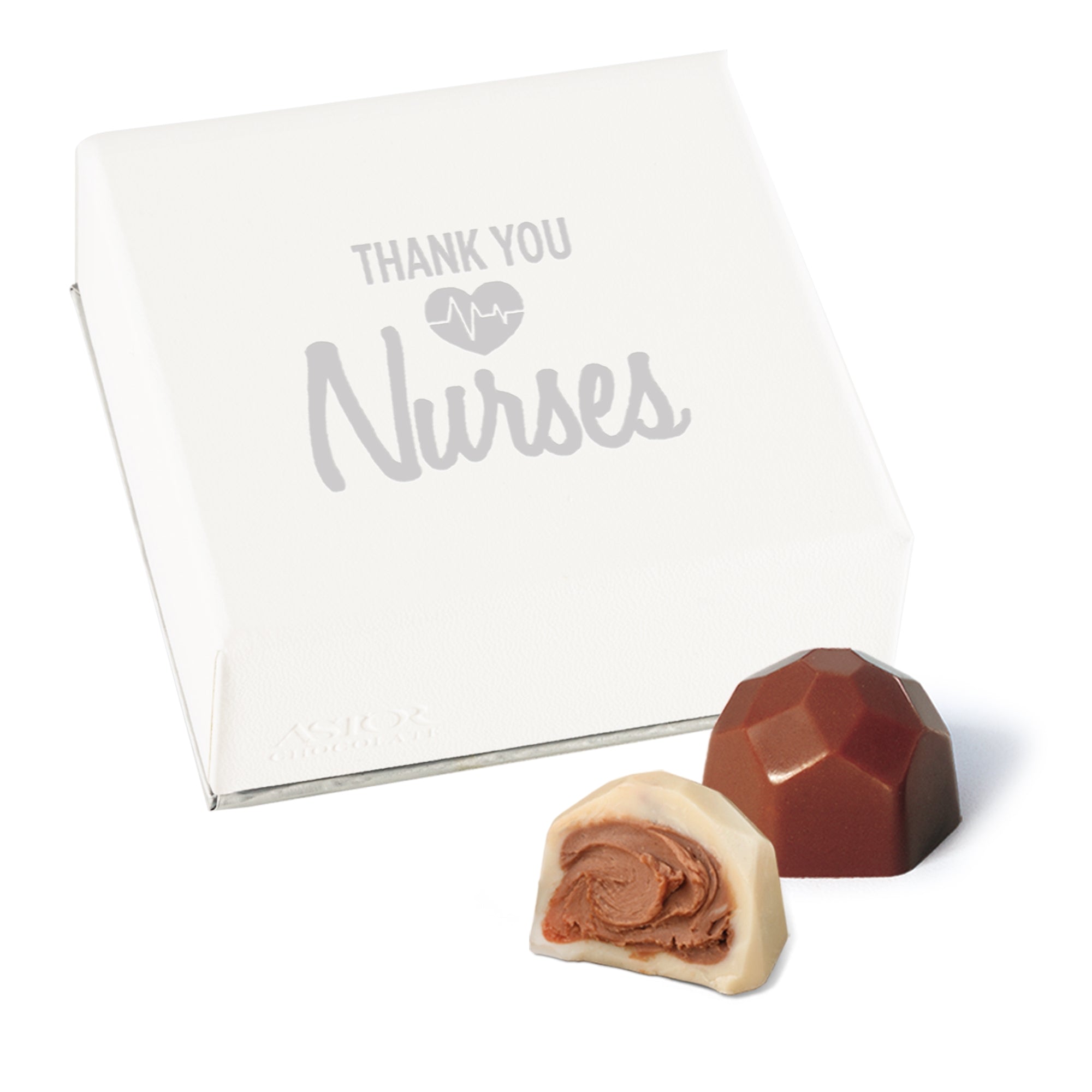 Thank You Nurses -  Deco Truffle Boxes with Foiled Hazelnut Truffles 2pc & 4pc