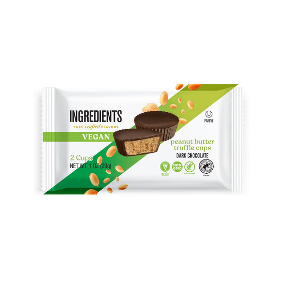 Ingredients - 56% Vegan/Gluten-Free Dark Chocolate Peanut Butter Truffle Cups 2pc